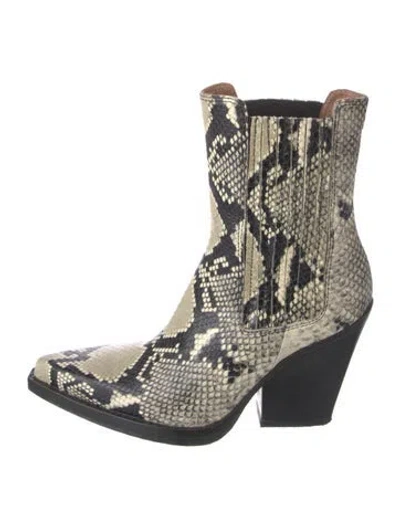 Pre-owned Paris Texas Snakeskin Animal Print Western Boots In Neutrals