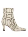 Paris Texas Ankle Boots In Natural Printed Python Leather In Neutral