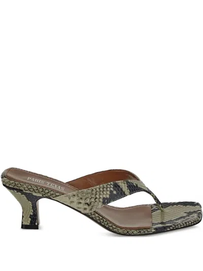 Paris Texas Snakeskin Mules In Nude