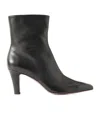 Paris Texas Solid Color Leather Ankle Boots In Black