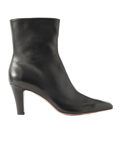 Paris Texas Solid Color Leather Ankle Boots In Black