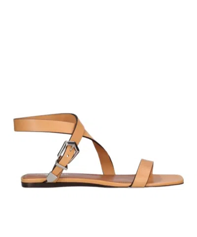 Paris Texas Square-headed Flat Sandals In Brown