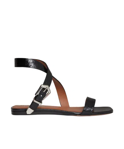 Paris Texas Square Open Toe Flat Sandals In Black