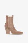Paris Texas Square-toe Ankle Boots In Koala Suede Leather In Koala