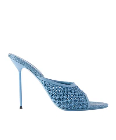 Paris Texas Square Toe Woven High Heel Sandals In Blue