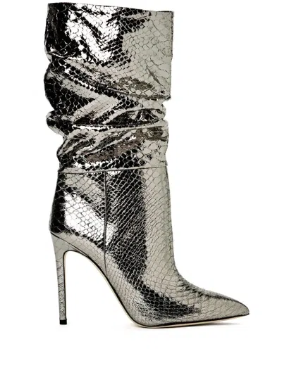Paris Texas Stiletto 110mm Slouchy Boots In Silver