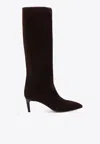 Paris Texas Chocolate Suede Pointed-toe Boots In Brown