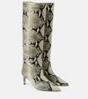 Paris Texas Stiletto 60 Snake-effect Leather Knee-high Boots In Grey
