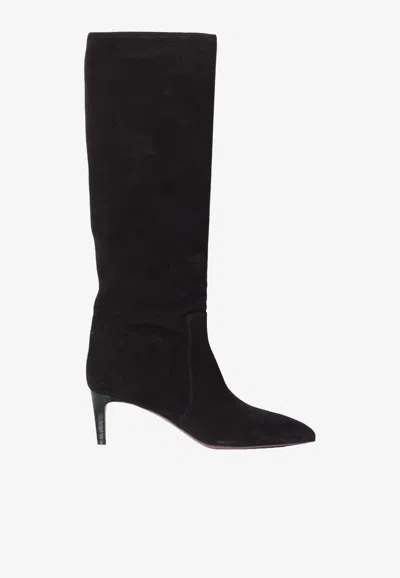 Paris Texas Suede Pointed-toe Knee-high Boots In Black