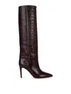 Paris Texas 100mm Crocodile-embossed Stiletto Boots In Rojo Oscuro