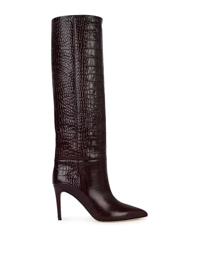 PARIS TEXAS STILETTO 85 BURGUNDY LEATHER BOOTS