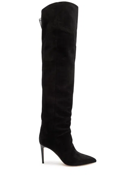 Paris Texas Stiletto 85 Suede Over-the-knee Boots In Black