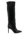 Paris Texas Arrow Toe Stiletto Boots In Black Leather In Black