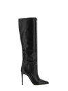 Paris Texas Arrow Toe Stiletto Boots In Black Leather In Black
