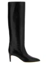 Paris Texas Arrow Toe Stiletto Boots In Black Leather In Black
