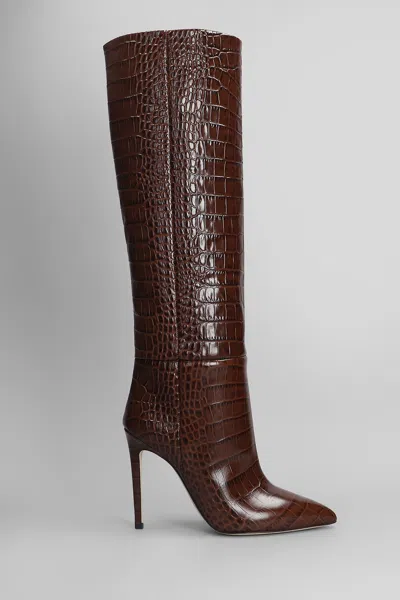 Paris Texas Stiletto Boot High Heels Boots In Brown Leather