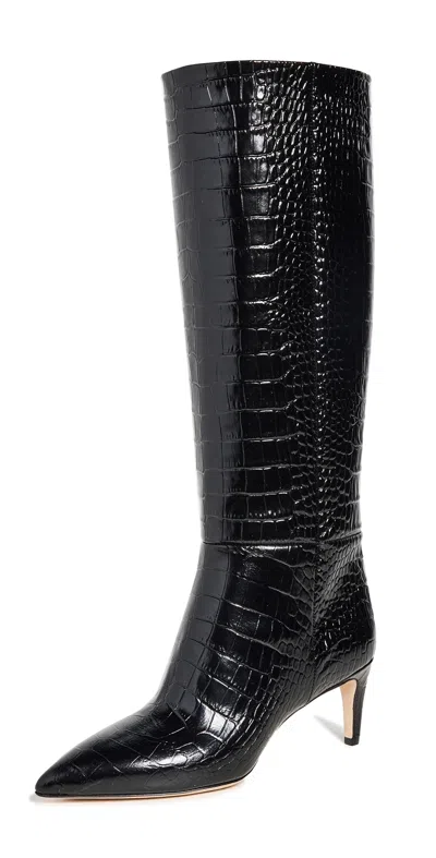 Paris Texas Snakeskin-effect 60mm Knee-high Boots In Schwarz