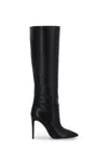 Paris Texas Dark Bordeaux High Boots With Stiletto Heel In Croco Embossed Leather Woman In Black