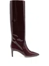 Paris Texas Knee High Stiletto Heel Boots In Burgundy