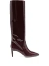 Paris Texas Knee High Stiletto Heel Boots In Burgundy