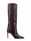 Paris Texas Stiletto Embossed Croco Leather Boots In Burgundy