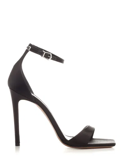 Paris Texas Ankle Strap High Stiletto Heel Sandals In Black