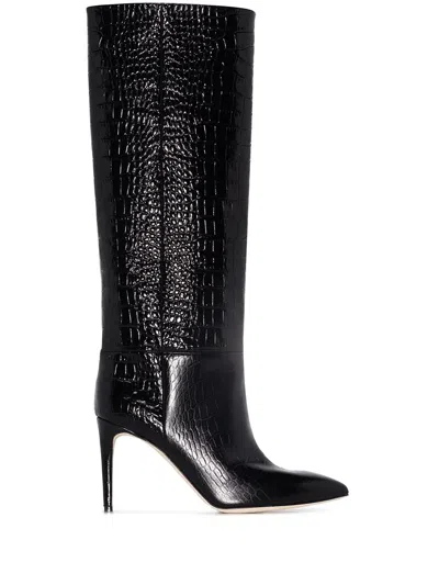 Paris Texas Stiletto Leather Boots In Black