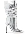 Paris Texas Stiletto Slouchy Boot In Silver