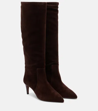 Paris Texas Stiletto Suede Knee-high Boots In Brown