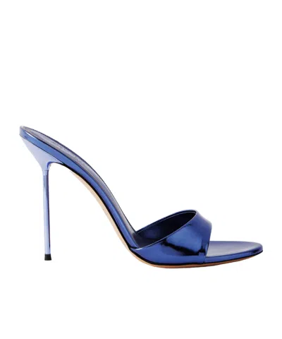 Paris Texas Stilettoheel Mule Slide Sandals In Blue