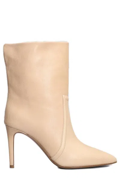 Paris Texas Stilleto Pointed Toe Ankle Boots In Beige