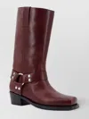 Paris Texas Studded Leather Block Heel Mid-calf Boots In Burgundy