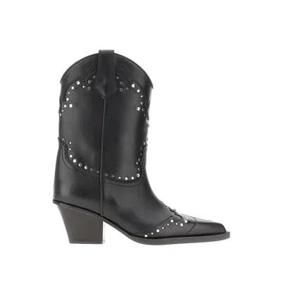 Paris Texas Studded Leather 'janice' Boots In Black