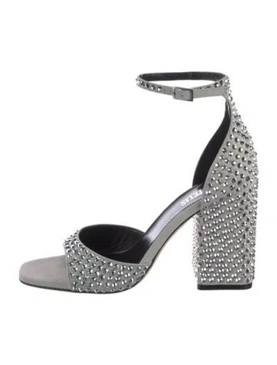 Pre-owned Paris Texas Suede Animal Print Sandals In Gray