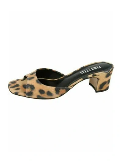 Pre-owned Paris Texas Suede Animal Print Sandals W/ Tags In Brown