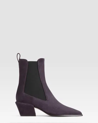 Paris Texas Suede Ankle Boot In Purple