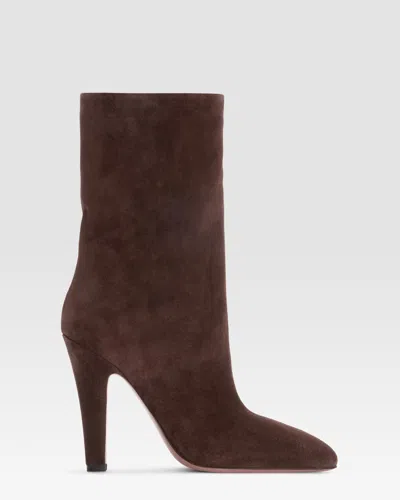 Paris Texas Suede Ankle Boot In Burgundy