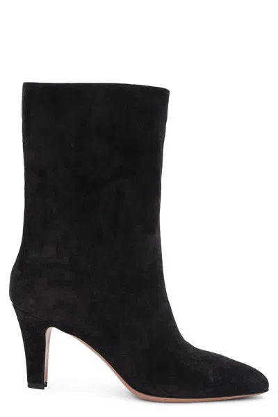 Paris Texas Suede Ankle Boot With Heel In Black