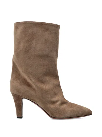 Paris Texas Suede Ankle Boot With Pointed Heel In Brown
