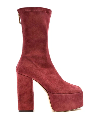 Paris Texas Suede Ankle Boots In Burgundy