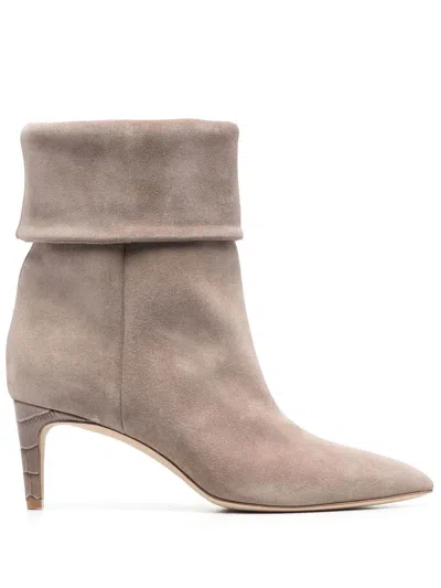 Paris Texas Suede Ankle Boots In Nude