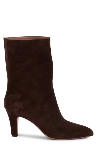 Paris Texas Suede Ankle Boot In Animal Print