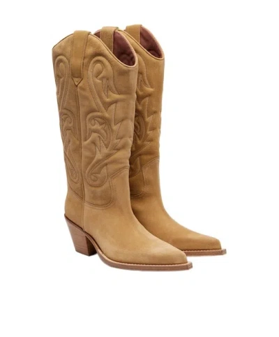 Paris Texas Suede Cowboy Boots In Brown