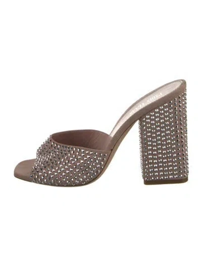 Pre-owned Paris Texas Suede Crystal Embellishments Slides In Neutral
