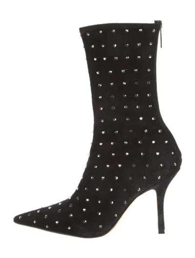 Pre-owned Paris Texas Suede Crystal Embellishments Sock Boots In Black