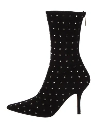 Pre-owned Paris Texas Suede Crystal Embellishments Sock Boots In Black