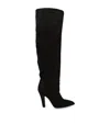 Paris Texas Over-the-knee Suede Pointed Toe Boots In Black