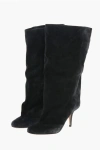 Paris Texas Suede Esther Boots With Wide Leg 8cm In Black