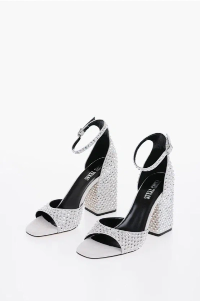 Paris Texas Suede Holly Fiona Ankle Strap Sandals With All-over Jewels 1 In White