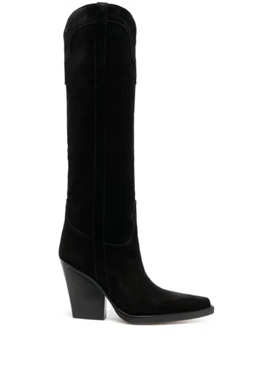 Paris Texas Suede Knee-high 90mm Boots In Black